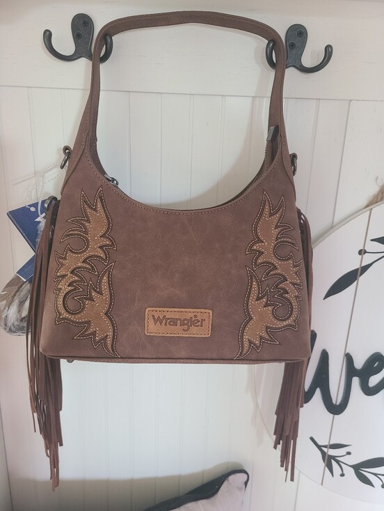 Wrangler Handbags - Wrangler Crossbody Leather Bag w/ Side Fringe